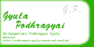 gyula podhragyai business card